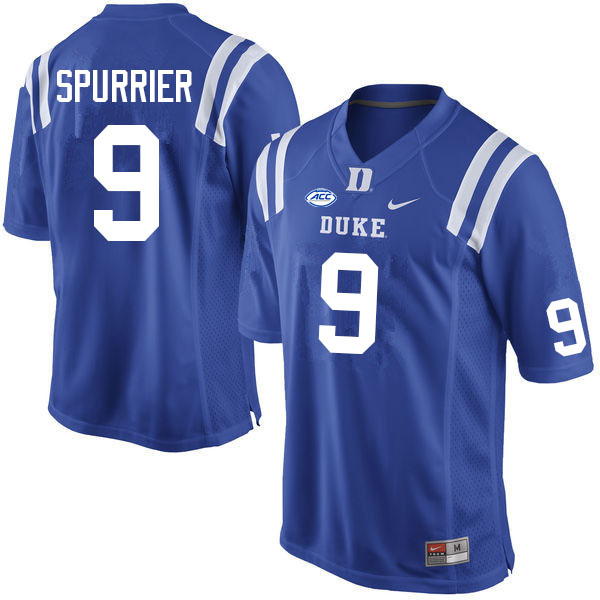 Men #9 Gavin Spurrier Duke Blue Devils College Football Jerseys Sale-Blue
